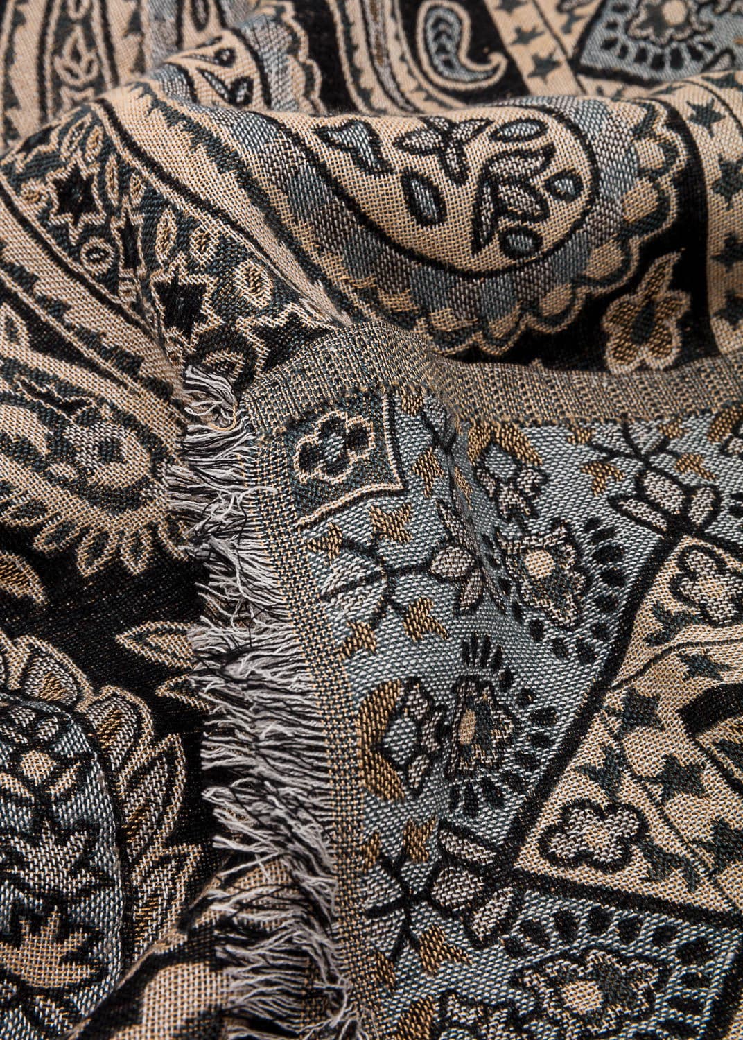 JACQUARD Jakardihuivi - Sininen 2 - Indiska