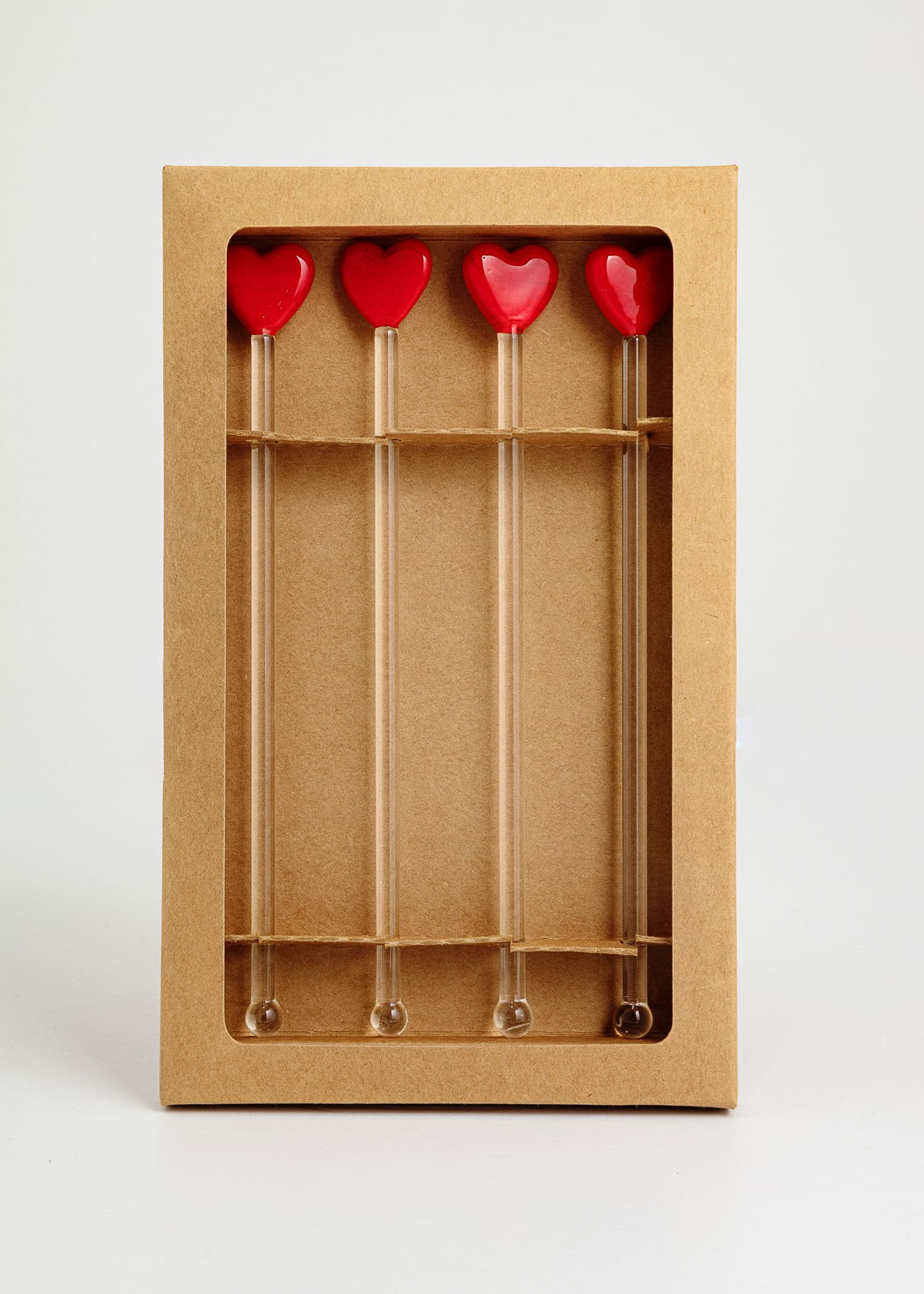 Drink Stirrer 4p - Heart Red