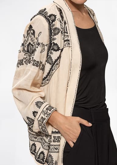 3E Jaqcuard-vevd jakke - Beige NO - Indiska