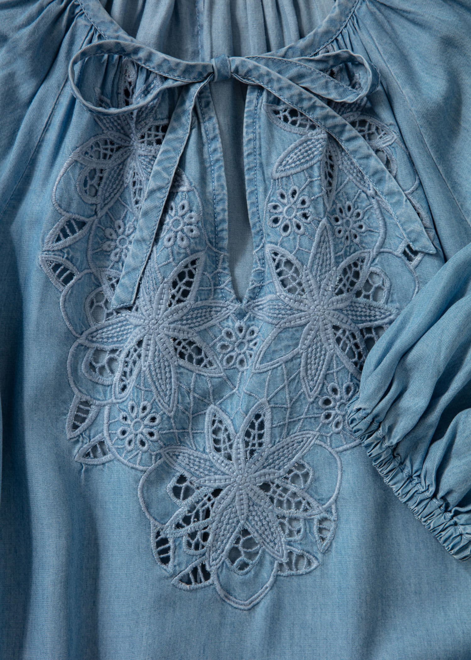 AVA EMB DRESS - BLUE