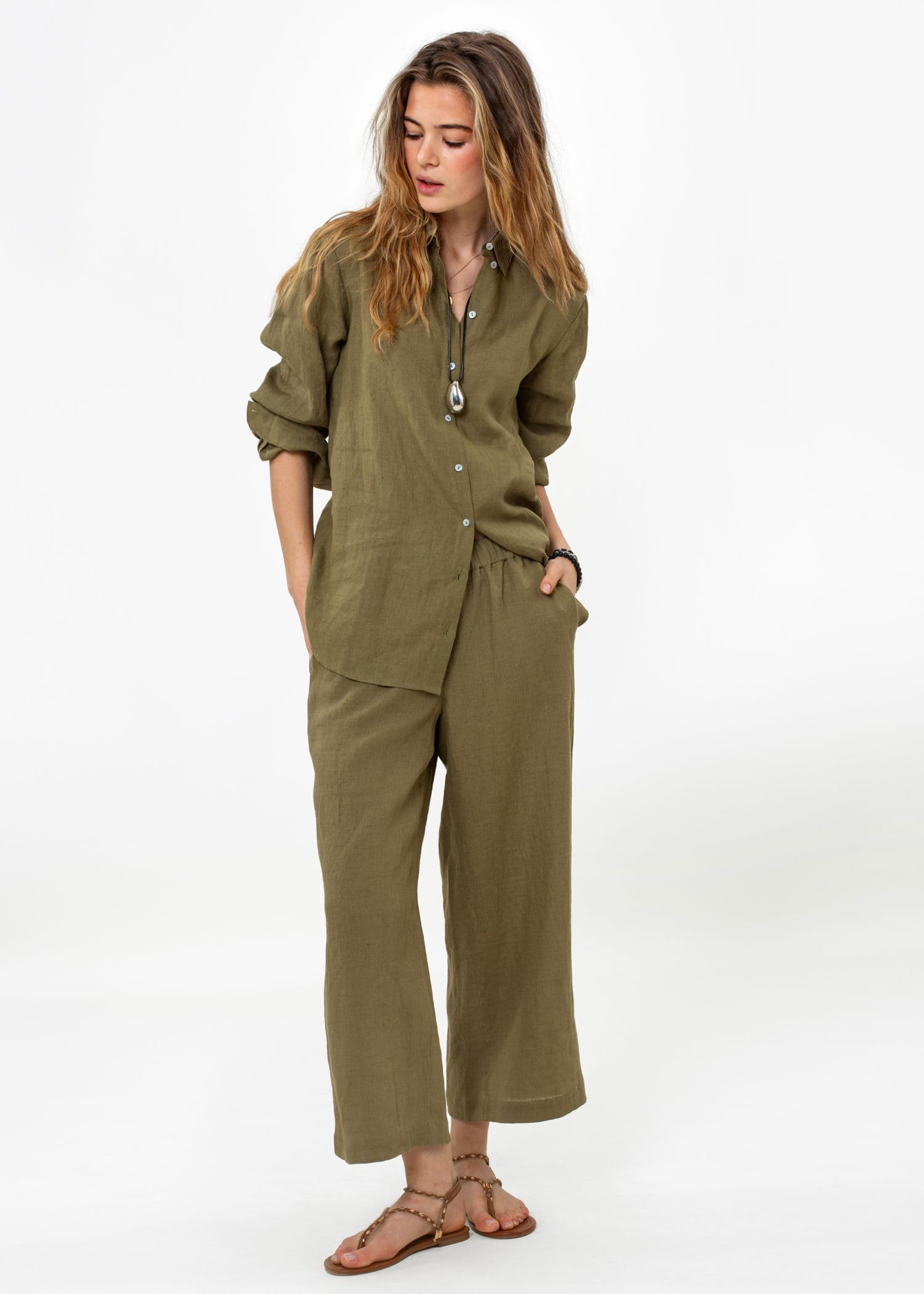 KAMAALA CROPPED PANT 251 - khaki