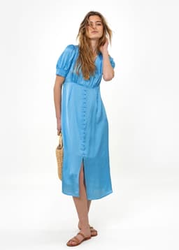 ENYA SATIN DRESS  - BLUE