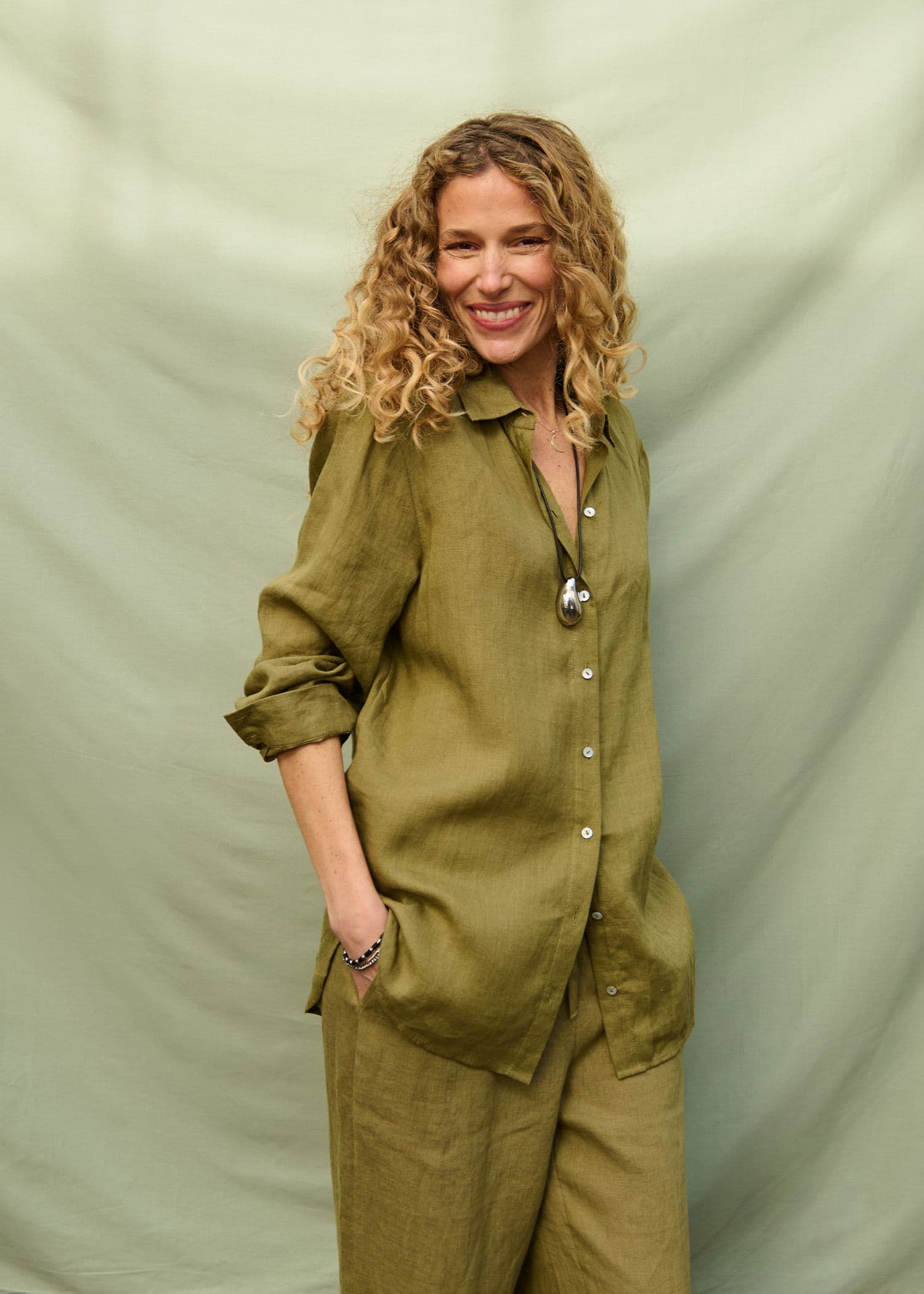 DIANA LINEN SHIRT 251 - khaki