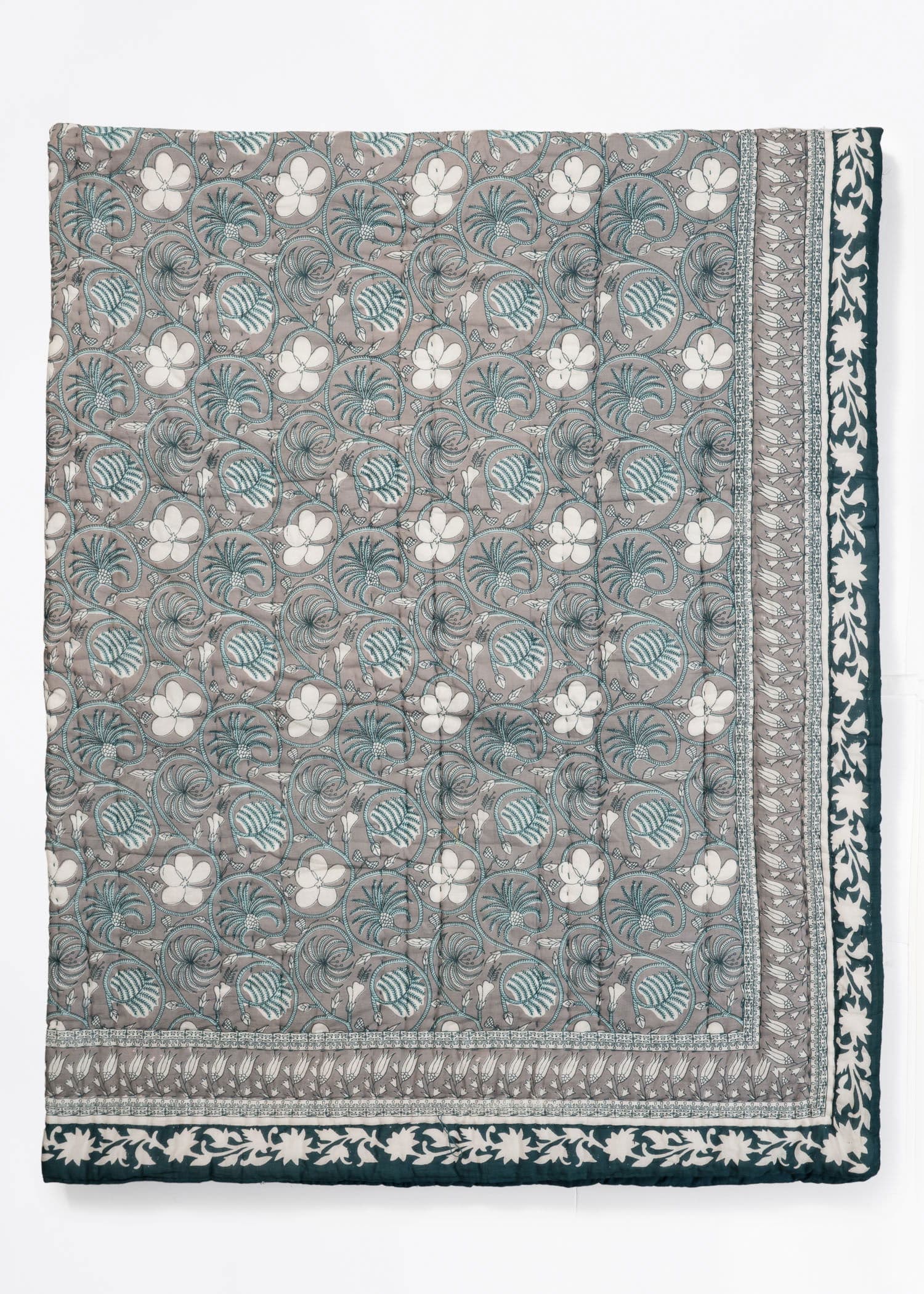 Vanja Bedspread L - FLORALSWIRLBLUE