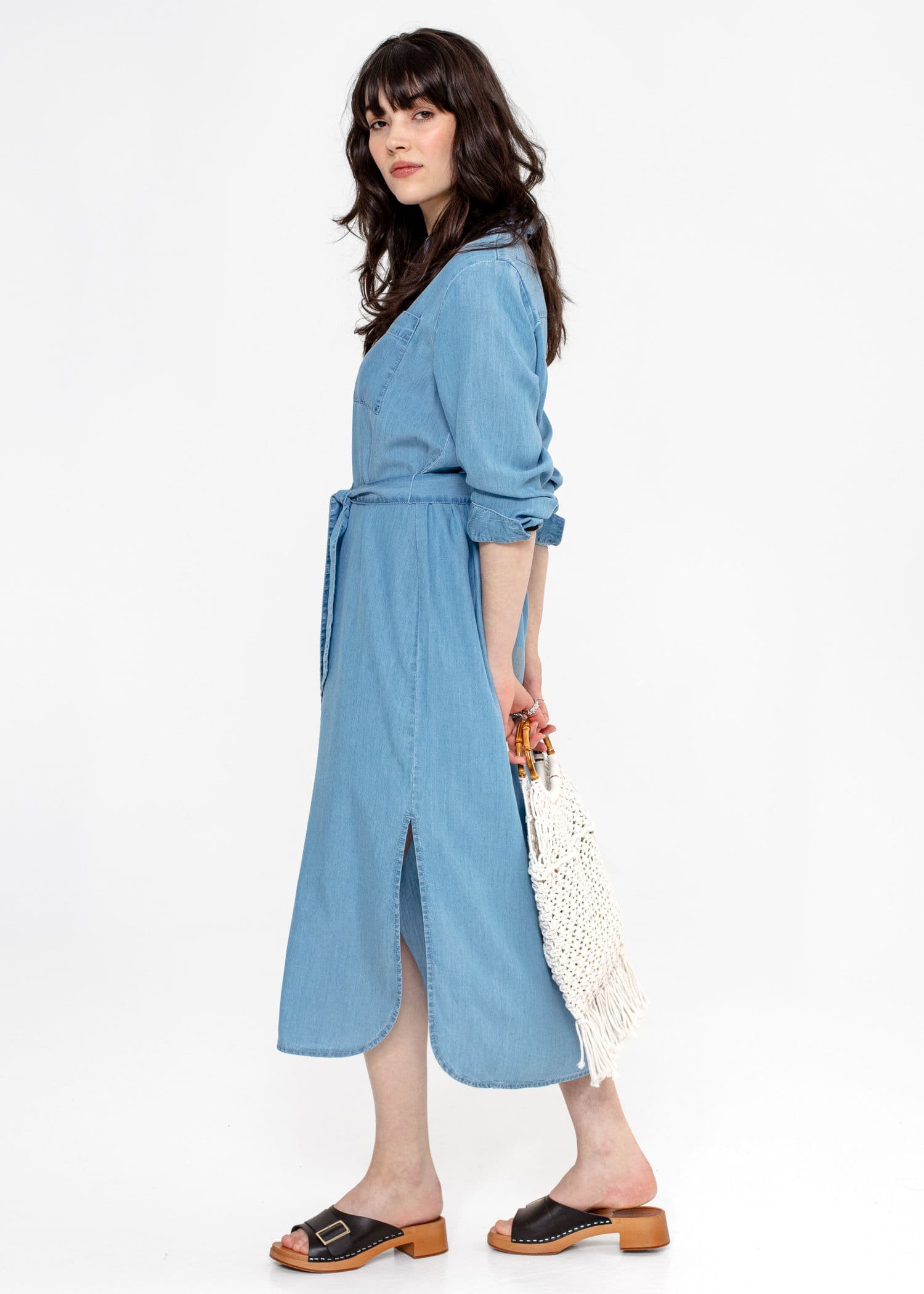 DIANA LONG TENCEL SHIRT - BLUE