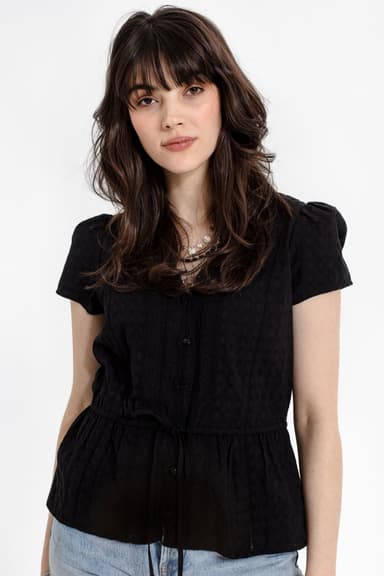 WINNIE Svart blus med spets - Svart 2 - Indiska