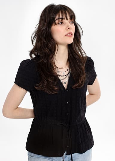 WINNIE Svart blus med spets - Svart 4 - Indiska
