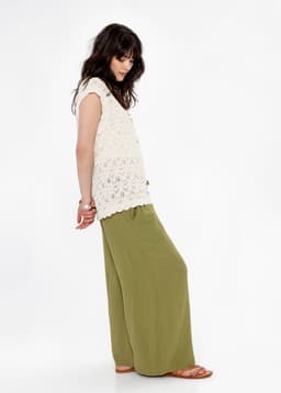 ELSIE CROPPED PANTS - khaki