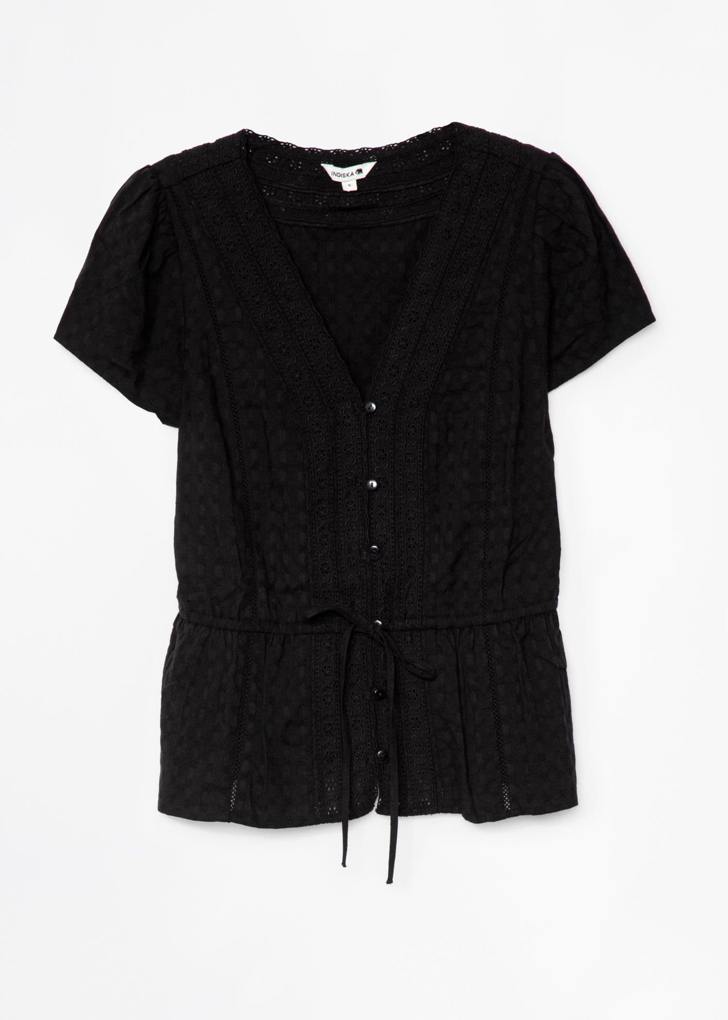 WINNIE Svart blus med spets - Svart 7 - Indiska
