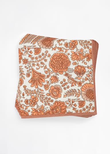 SOFIA 20-pack blommiga pappersservetter - Orange 1 - Indiska
