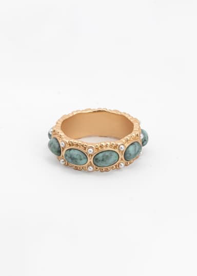 BEAD Dekorativ ring med stenar - Blå 2 - Indiska