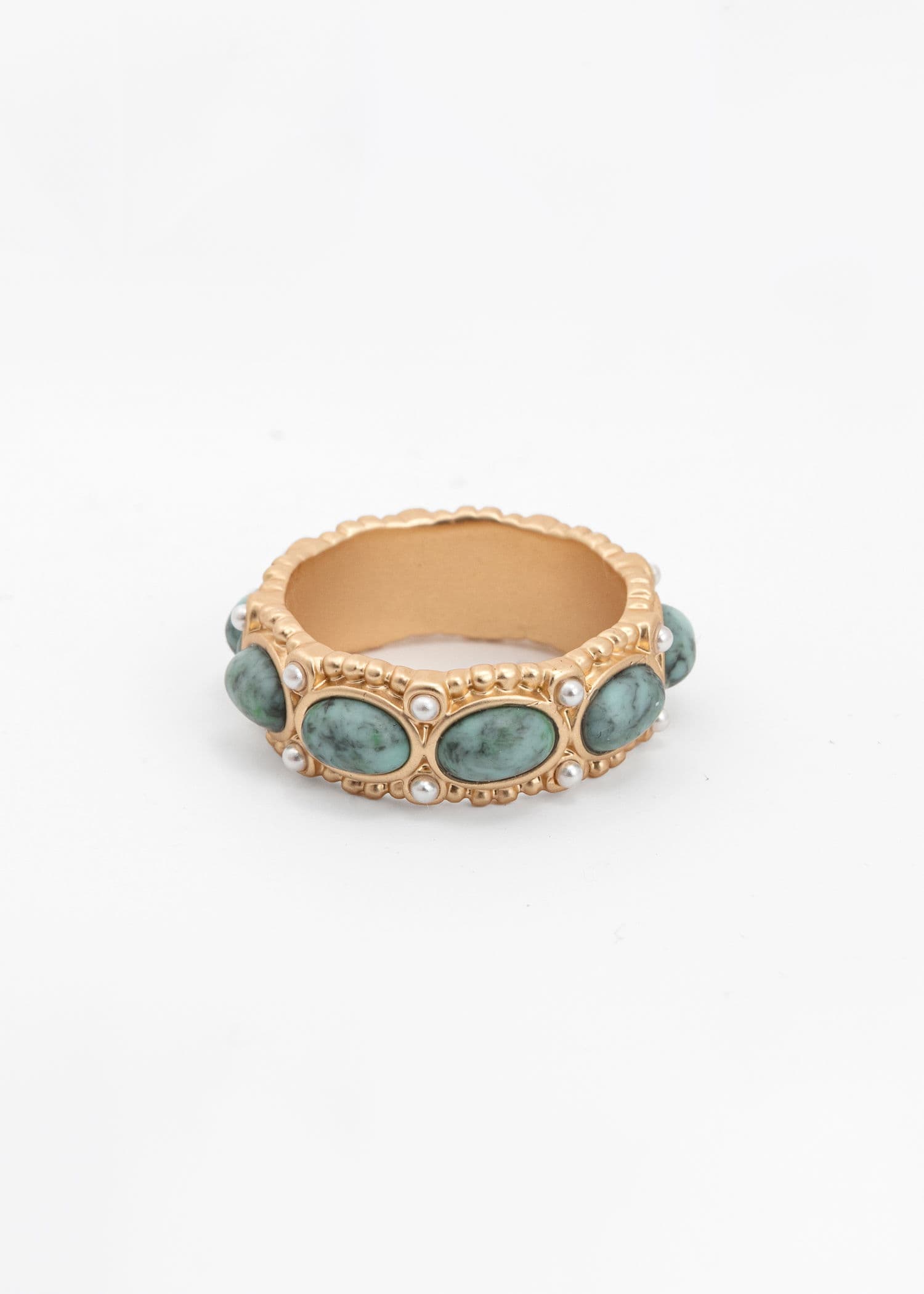 BEAD Dekorativ ring med stenar - Blå 2 - Indiska