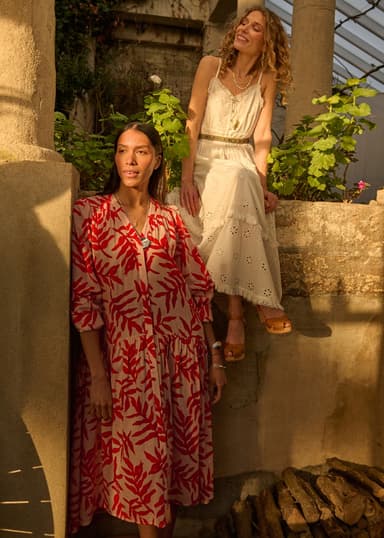 ESSA Röd mönstrad klänning - Röd 2 - Indiska