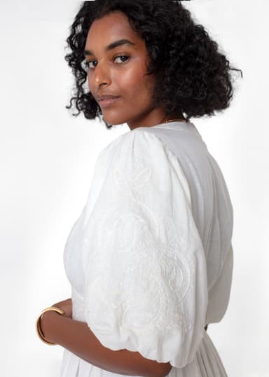 RIANNA Vit broderad klänning - Vit 2 - Indiska