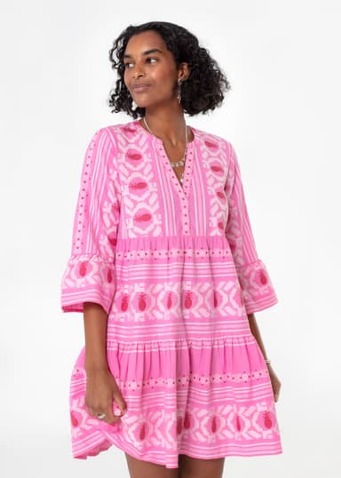 YOLANA Rosa jacquard-vävd tunika - Rosa 2 - Indiska