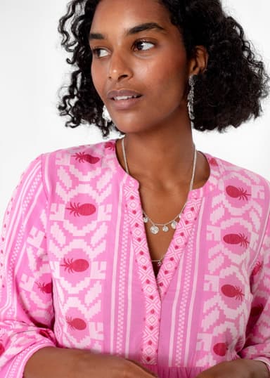 YOLANA Rosa jacquard-vävd tunika - Rosa 3 - Indiska