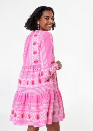 YOLANA Rosa jacquard-vävd tunika - Rosa 4 - Indiska