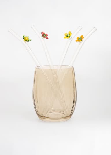 FLEUR Dekorativa sugrör i glas - Multi 1 - Indiska