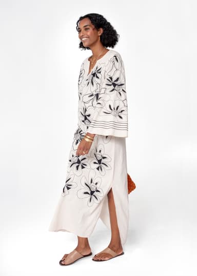 BODE Brodert kaftan - Beige 3 - Indiska