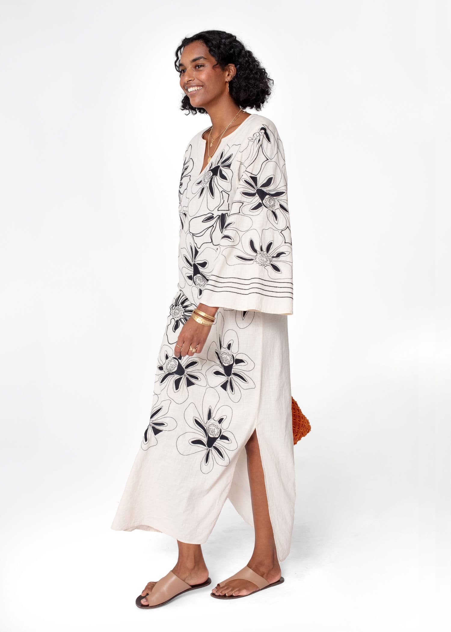 BODE Brodert kaftan - Beige 3 - Indiska