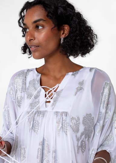PARADISE Lurex-kaftaani - Valkoinen 2 - Indiska