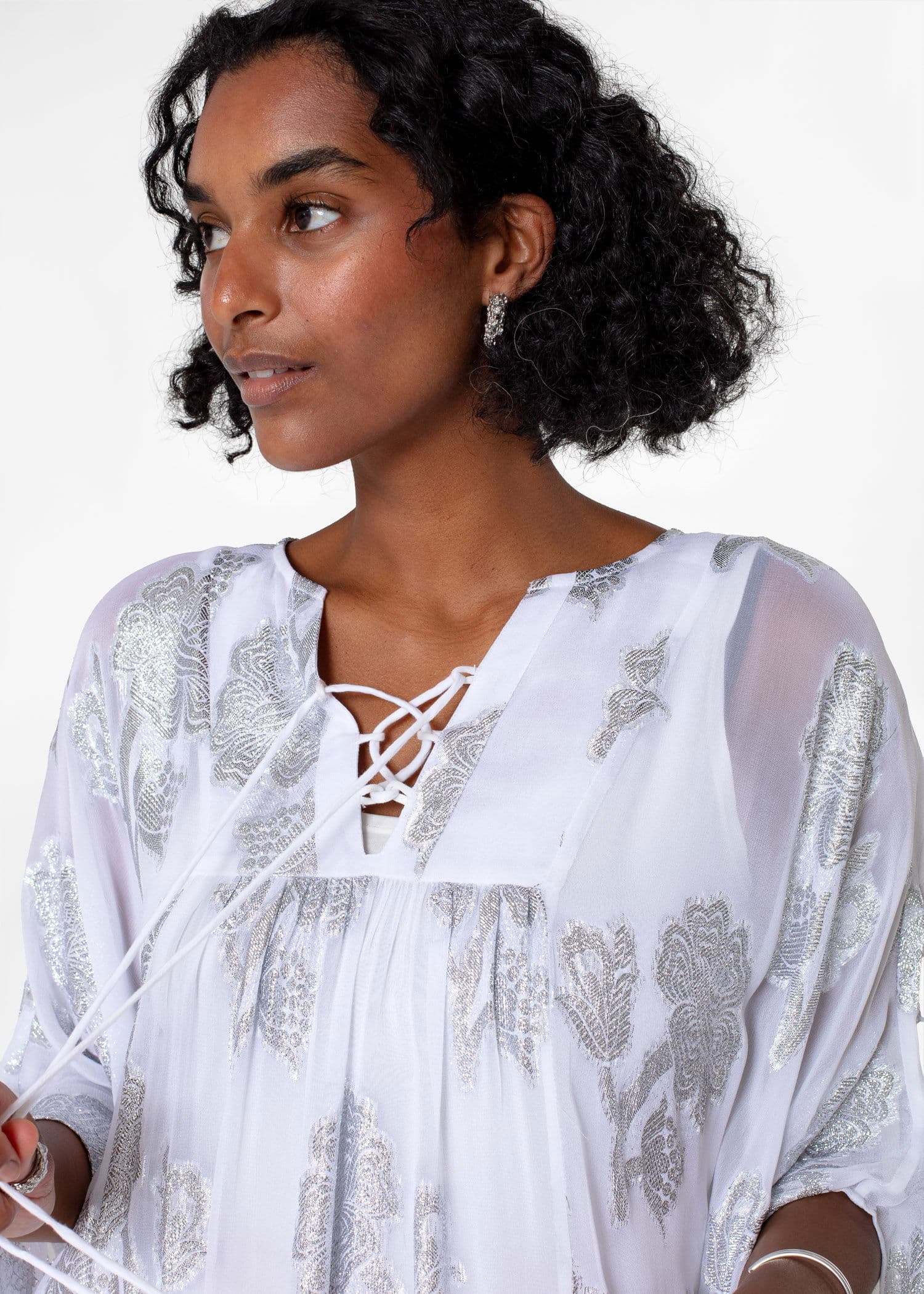 PARADISE Lurex-kaftaani - Valkoinen 2 - Indiska