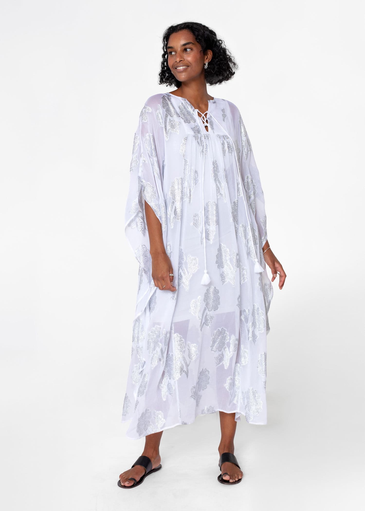 PARADISE Lurex-kaftaani - Valkoinen 5 - Indiska