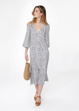 ELNA PRINT DRESS - WHITEBLACK