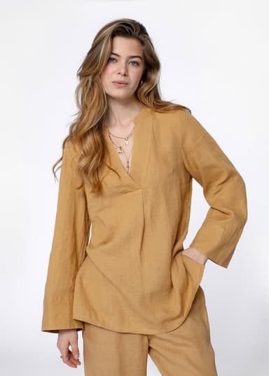 HIBO Beige pellavatunika - Beige 2 - Indiska