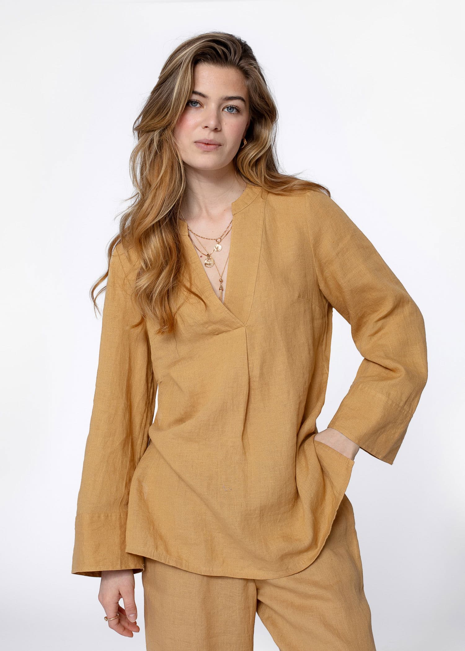 HIBO Beige pellavatunika - Beige 2 - Indiska