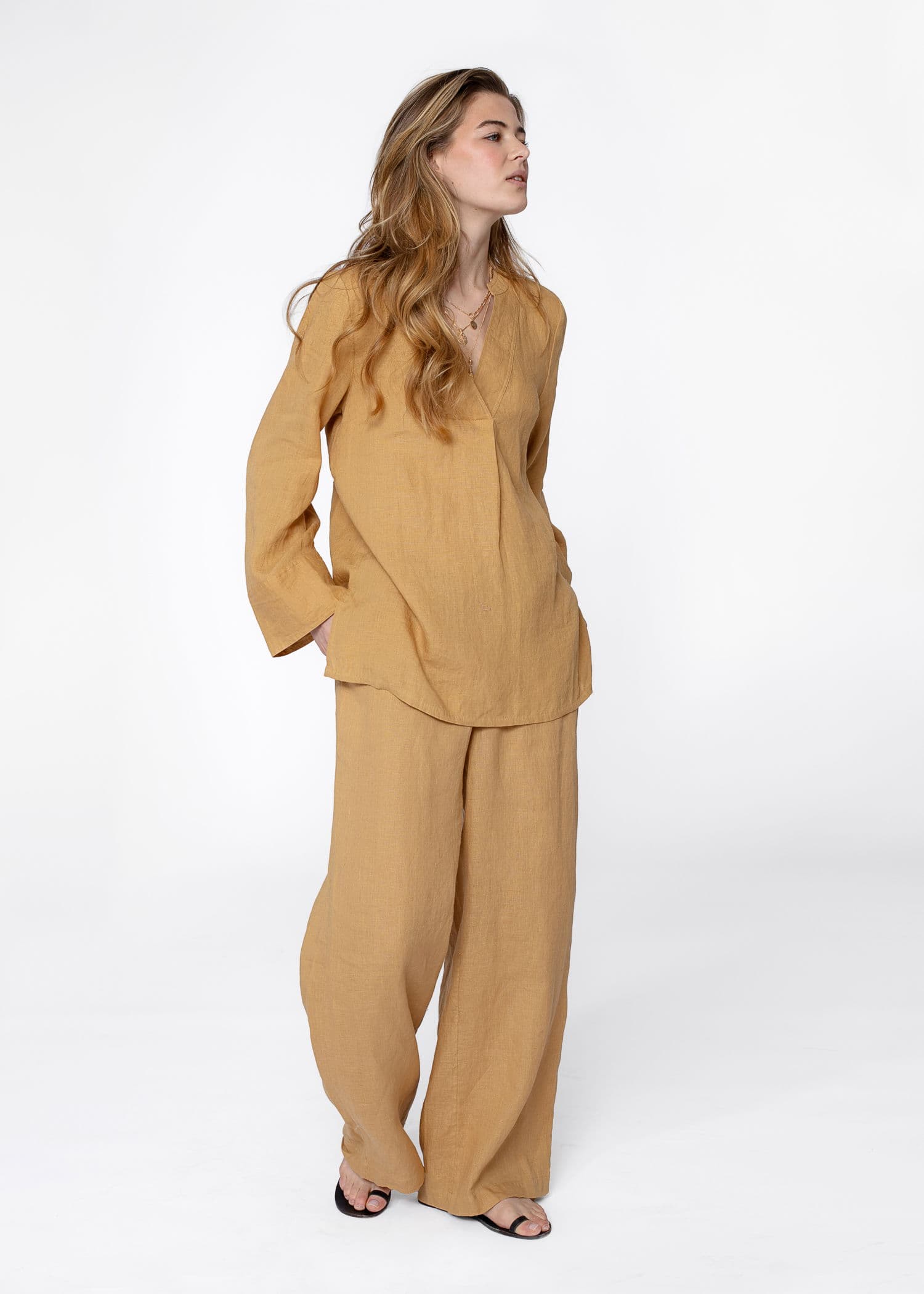 HIBO Beige pellavatunika - Beige 1 - Indiska