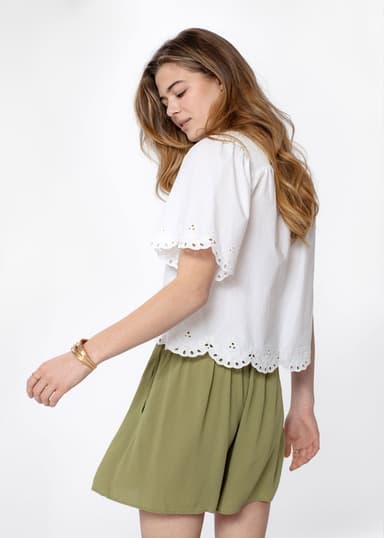 LILA Rynket shorts - Grønn 3 - Indiska
