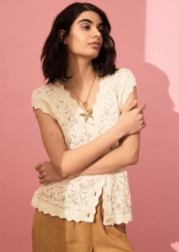 MALENA CROCHET VEST - OFFWHITE