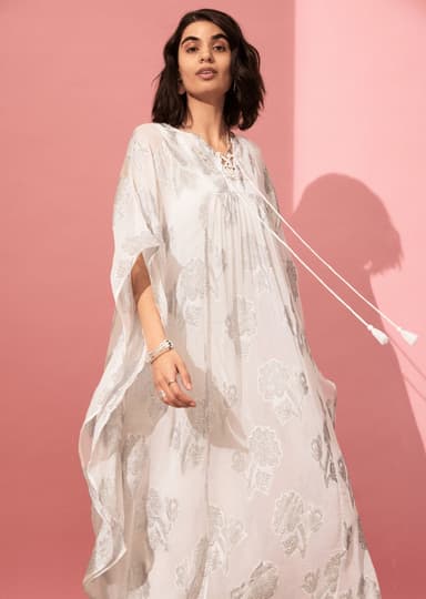 PARADISE Lurex-kaftaani - Valkoinen 1 - Indiska