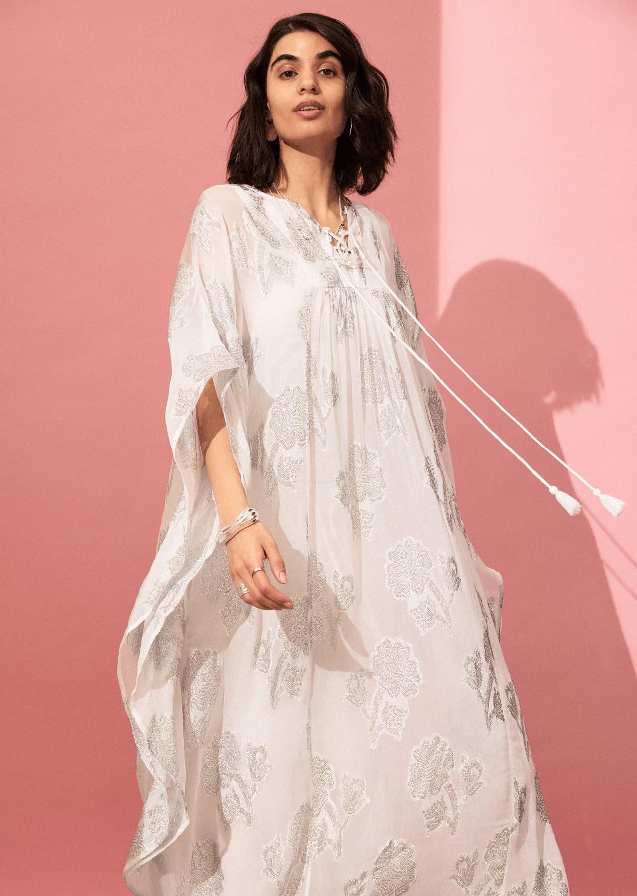 PARADISE Lurex-kaftaani - Valkoinen 1 - Indiska