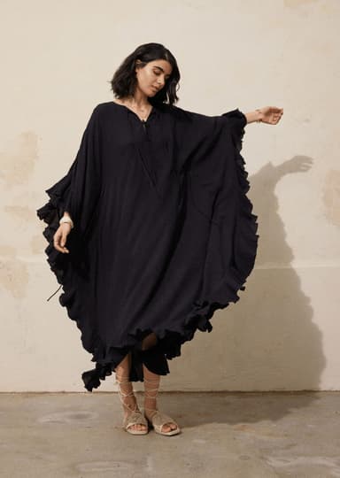 RUBY Svart, vevd kaftan - Svart 1 - Indiska