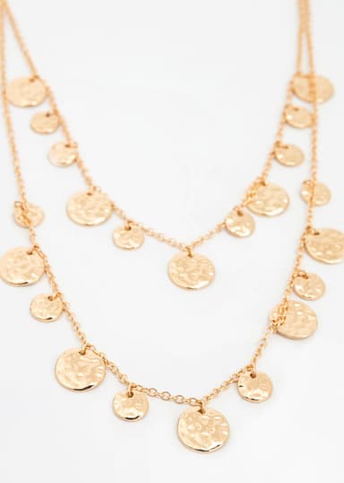 PENDENTS Dubbelkedjat guldfärgat halsband - Guld 2 - Indiska