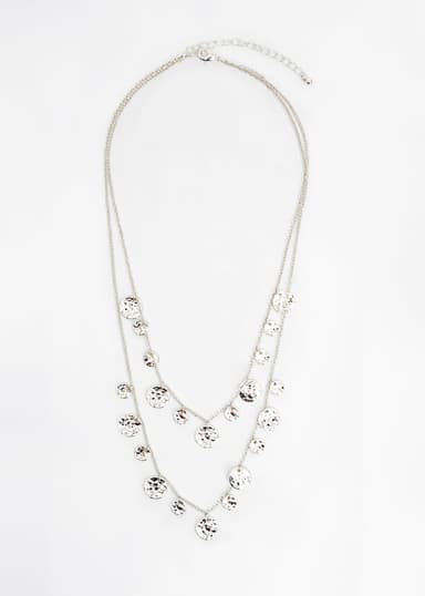 PENDENTS Dubbelkedjat silverfärgat halsband - Silver 1 - Indiska