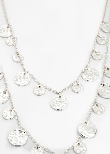 PENDENTS Dubbelkedjat silverfärgat halsband - Silver 3 - Indiska