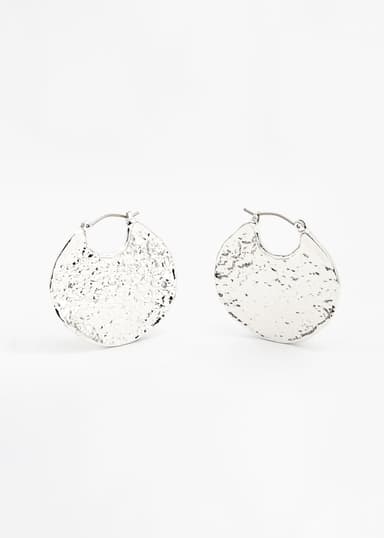 PLEATED Silverfärgade runda örhängen  - Silver 3 - Indiska