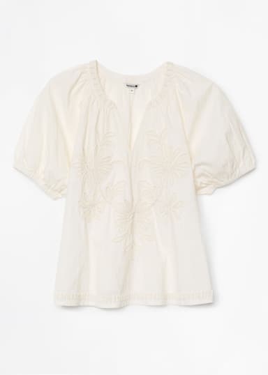 BILLIE Broderad blus med puffärm - Vit 5 - Indiska