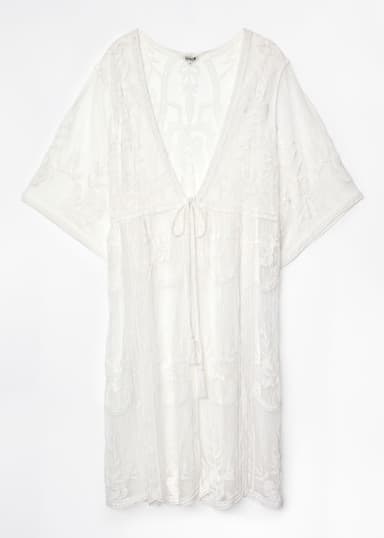 SARAH Vit broderad strandkimono - Vit 2 - Indiska