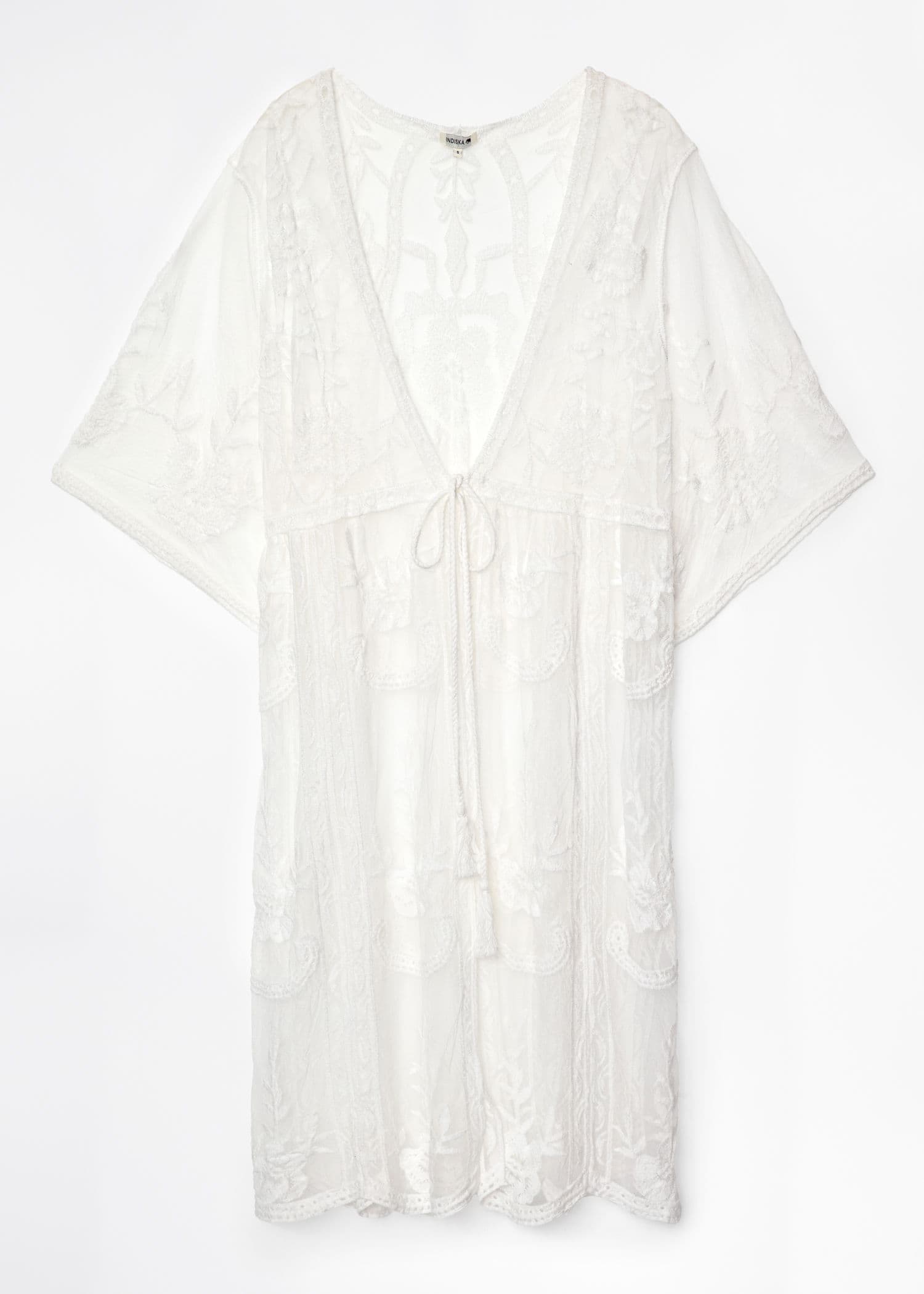 SARAH Vit broderad strandkimono - Vit 2 - Indiska