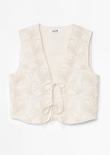 VINA Brodert vest - Hvit 6 - Indiska