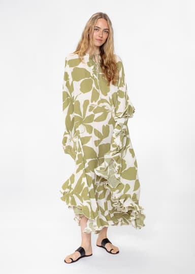RUBY Mønstret lang kaftan - Grønn 1 - Indiska