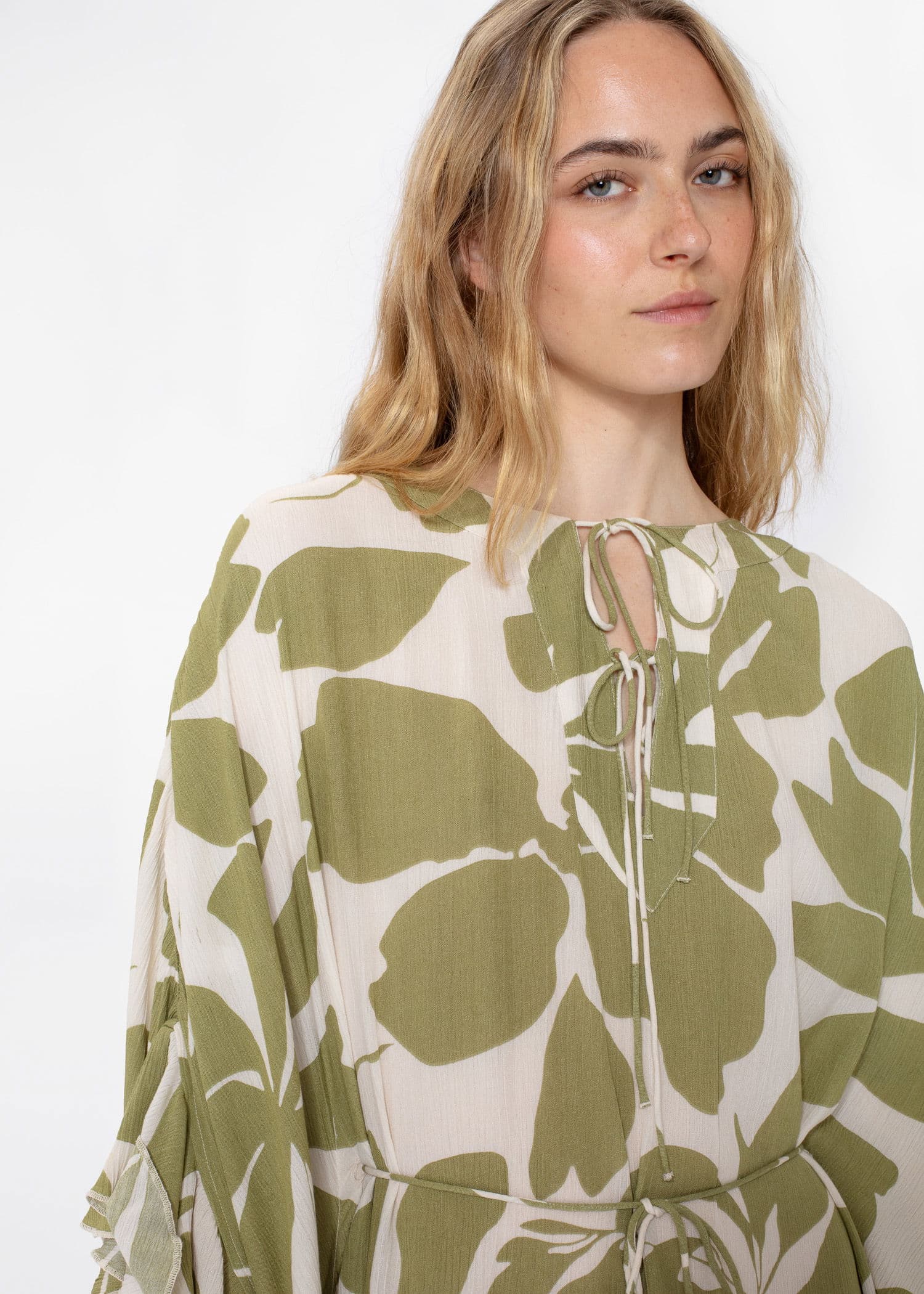 RUBY Mønstret lang kaftan - Grønn 2 - Indiska