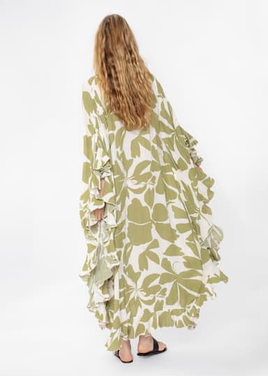 RUBY Mønstret lang kaftan - Grønn 3 - Indiska