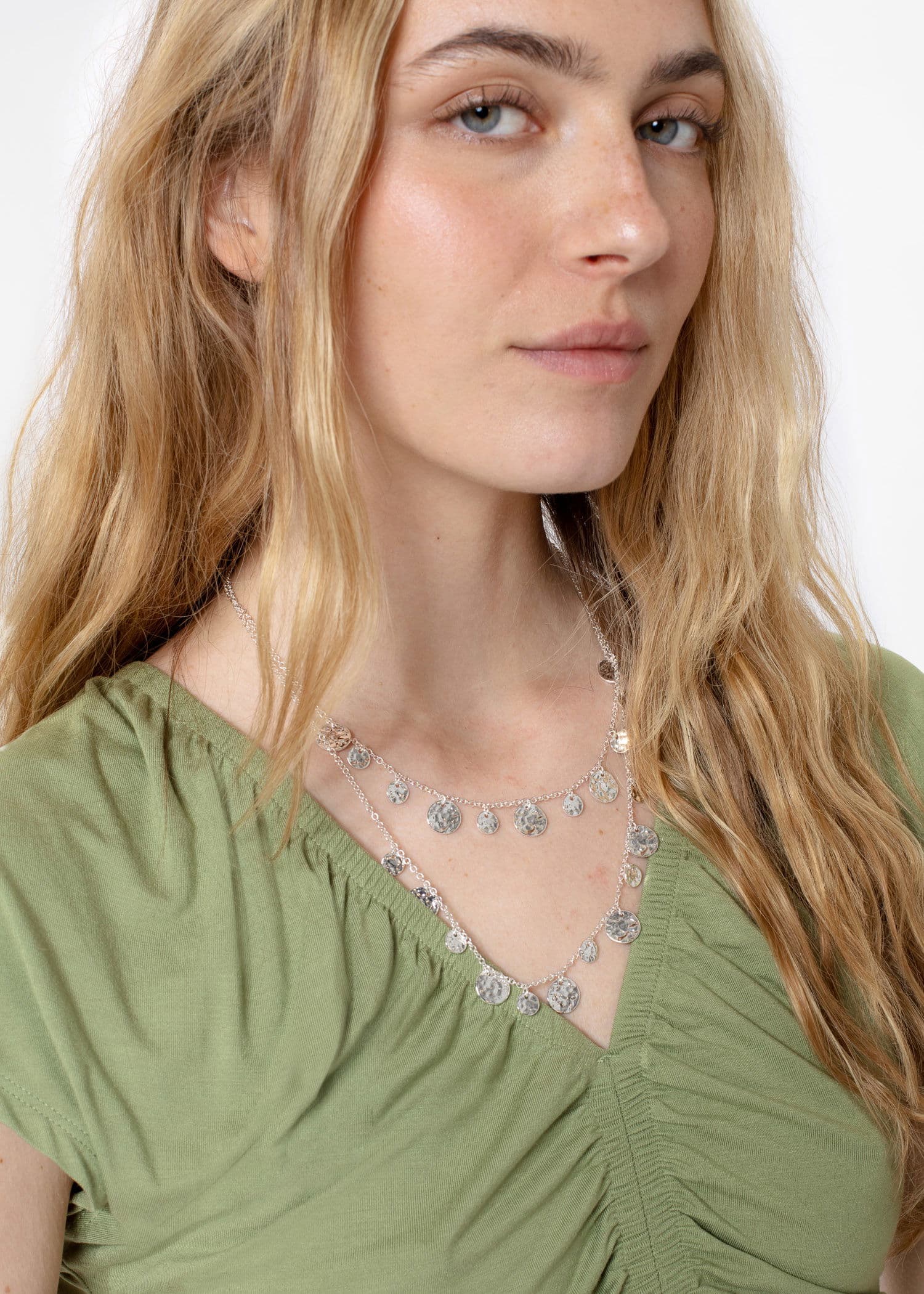 PENDENTS Dubbelkedjat silverfärgat halsband - Silver 2 - Indiska