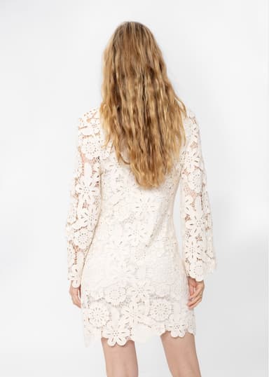 FLEUR Vit klänning med virkad look - Vit 4 - Indiska