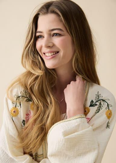 BARBARA Kirjailtu kimono - Valkoinen 5 - Indiska